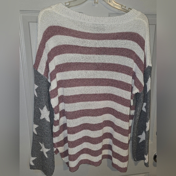 VICI American Flag Slouchy Sweater Red White & Blue Top Oversized Women's S - Picture 5 of 9
